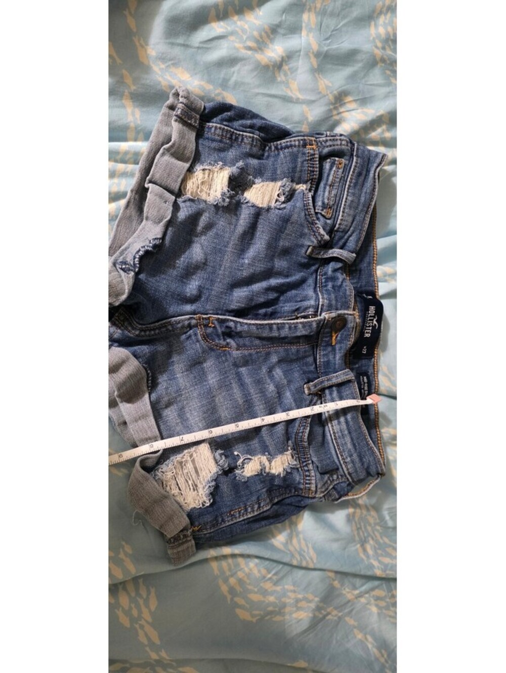 Holliester Dark Wash Distressed Denim Shorts